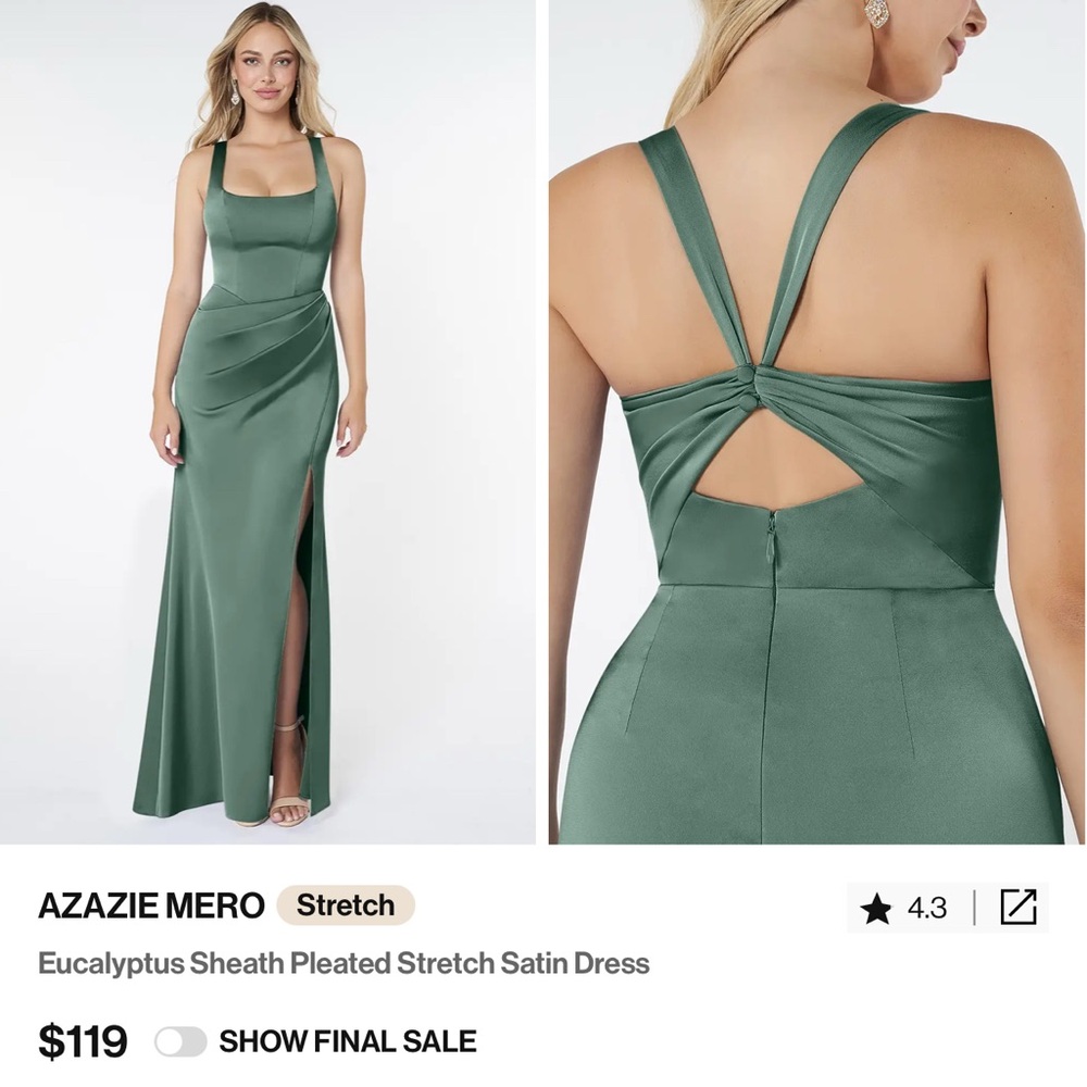 Azazie Green Backless Satin Dress